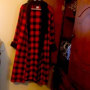 Long red plaid robe